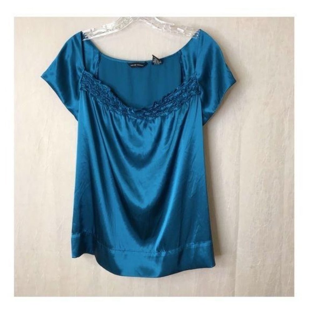 New York & Company Blue M  Short Sleeve Top